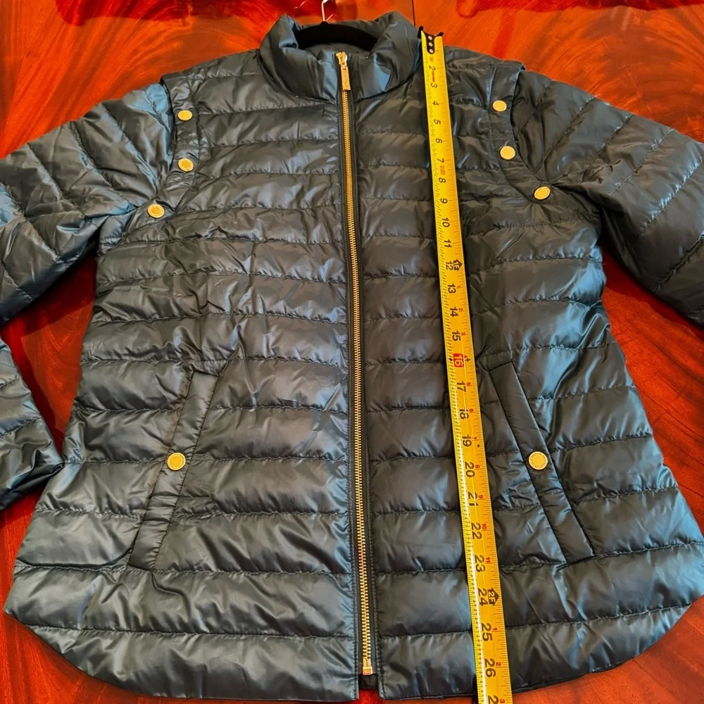 NEW Lilly Pulitzer Tenna Convertible Down Puffer Jacket Vest Villa Green
